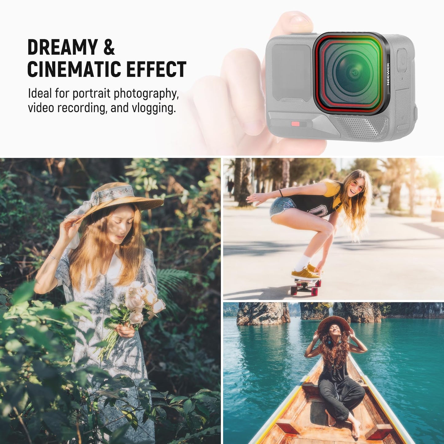 NEEWER 1/4 Black Diffusion Filter Compatible with Insta360 Ace Pro Insta 360 Ace Pro 2 Cameras, Lens Accessories, NOT Compatible with Updated Version