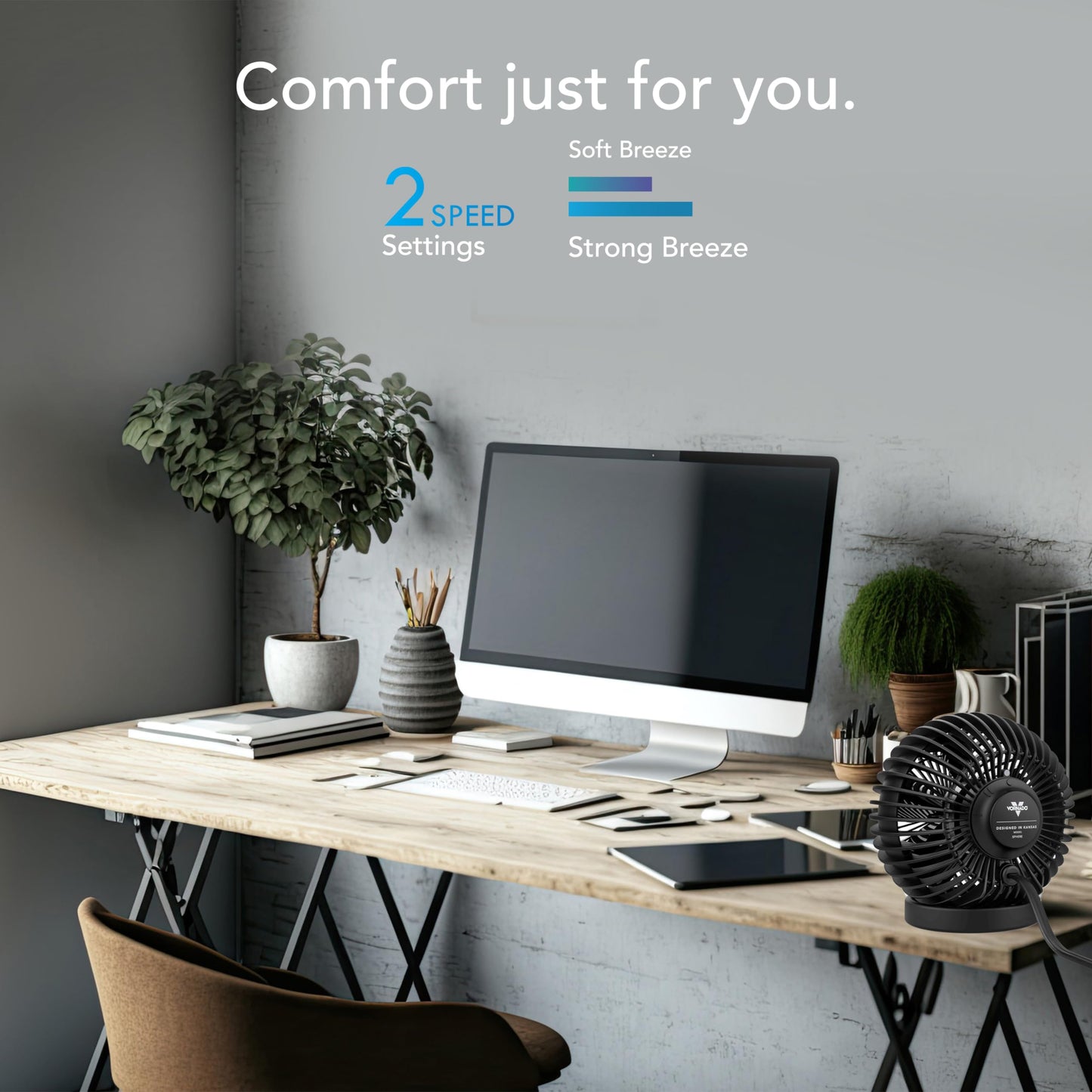 Vornado SPHERE Personal Adjustable Fan, Quiet Operation, Targeted Cooling Airflow, 2 Speed Settings, Manual Control, Detachable Base, Fan for Desktop