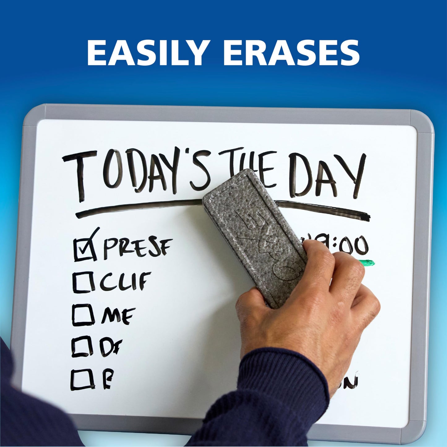 EXPO Magnetic Dry Erase Markers with Eraser, Black, Fine Tip, 4 Count - Back to School, Teacher Supplies, Home Organization