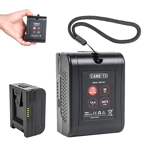 cametv 6875mAh Mini-99 V-Mount Battery 99Wh D-Tap 14.4V 15A and USB 5V 2.1A Compatible with BMPCC 4K / 6K, FX6, ZCAM-E2, A7s, Komodo Cameras
