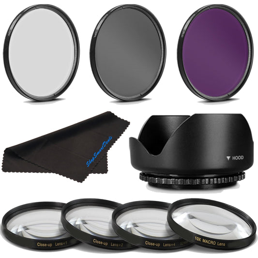 58MM Professional Macro & Lighting Filter Kit for Canon EF 85mm f/1.8 USM, 58 mm CPL + UV + FLD + 4 Piece Close Up Kit & 58 mm Lens Hood, 58mm Filter