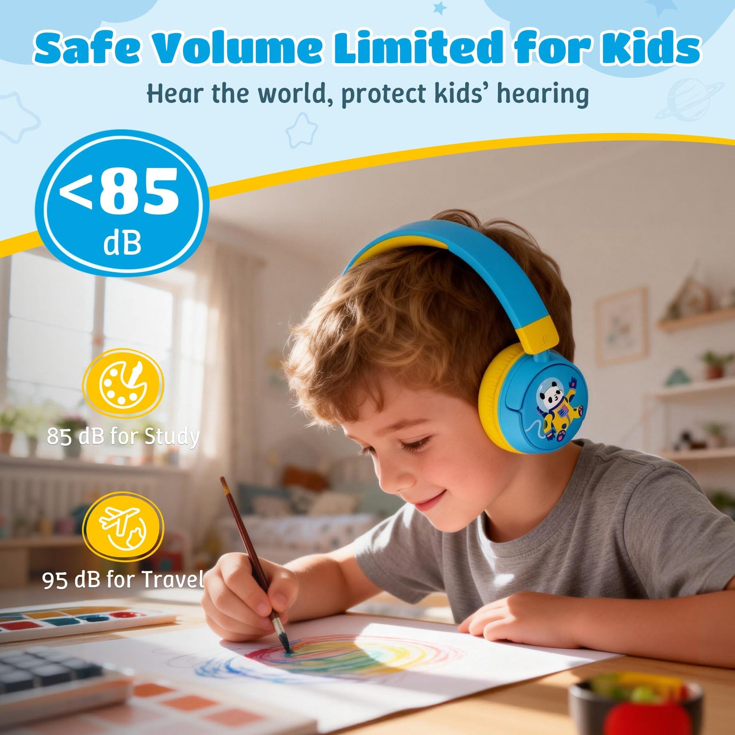Kids Headphones Bluetooth for Boys, Toddler Headphones Wireless for School