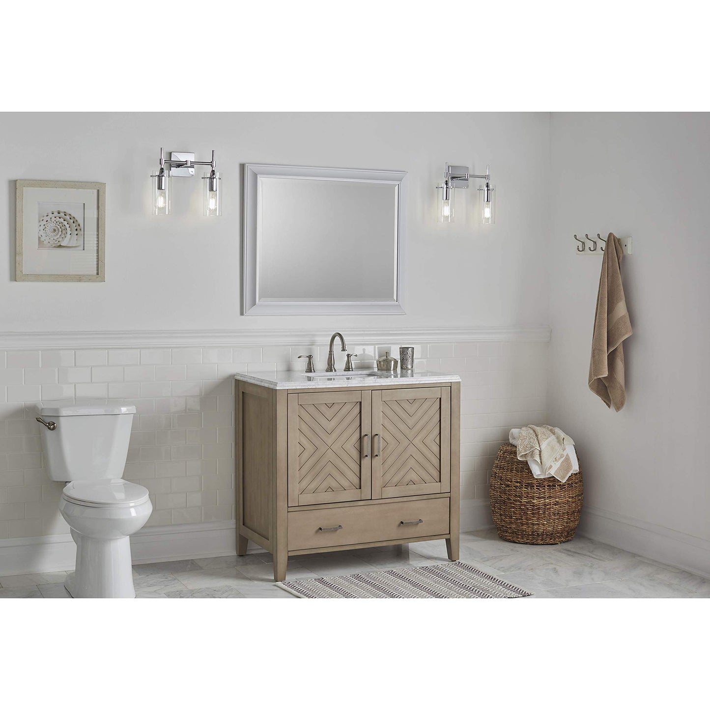 Linea di Liara Effimero Modern Farmhouse Bathroom Vanity Lights Fixtures 2 Lights Over Mirror Chrome Vanity Lights for Bathroom Light Fixtures