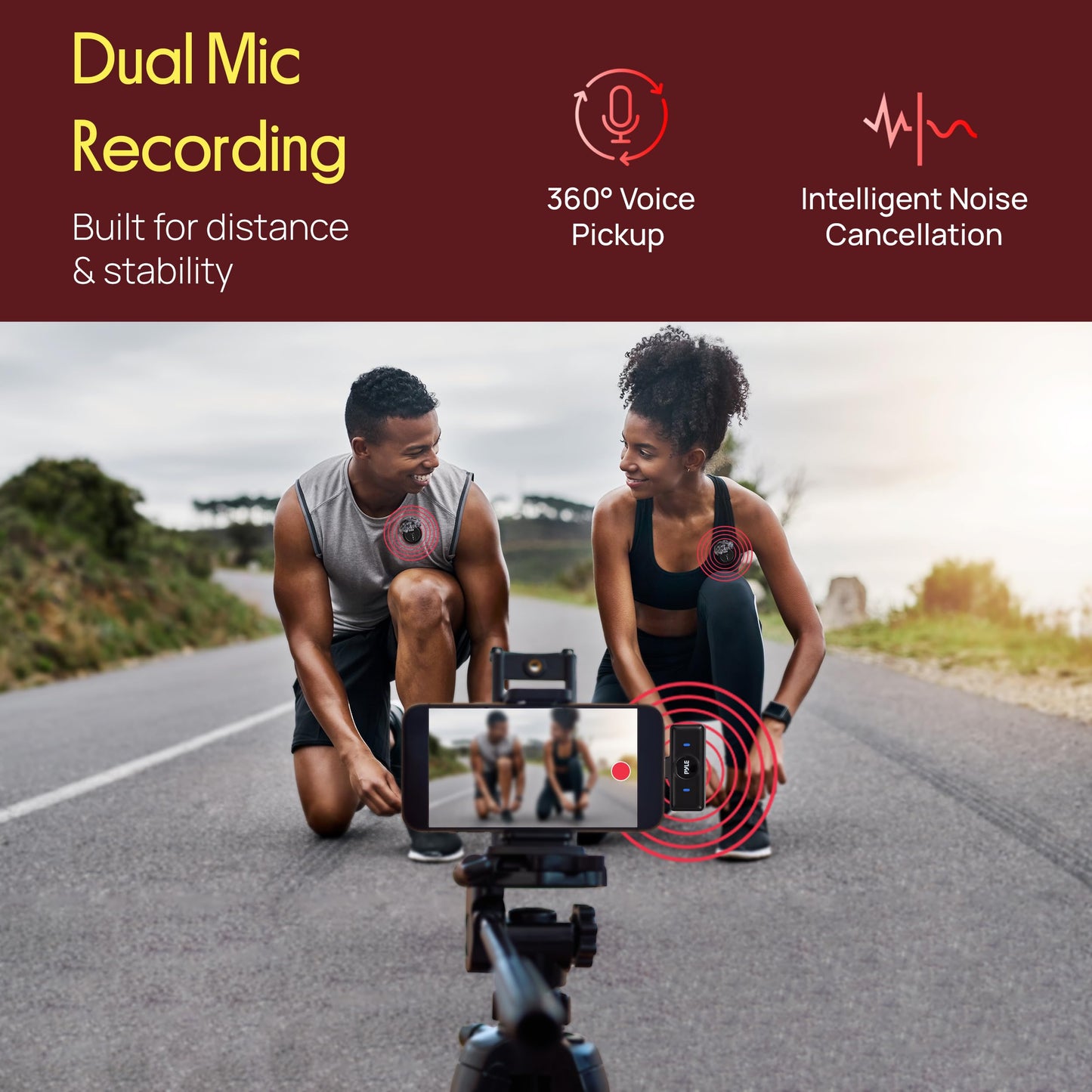 Pyle Wireless Lavalier Microphone System | Noise-Canceling Clip-On Mic with Magnetic Mount, 8H Battery, Charging Case, Windscreens | USB-C Plug & Play