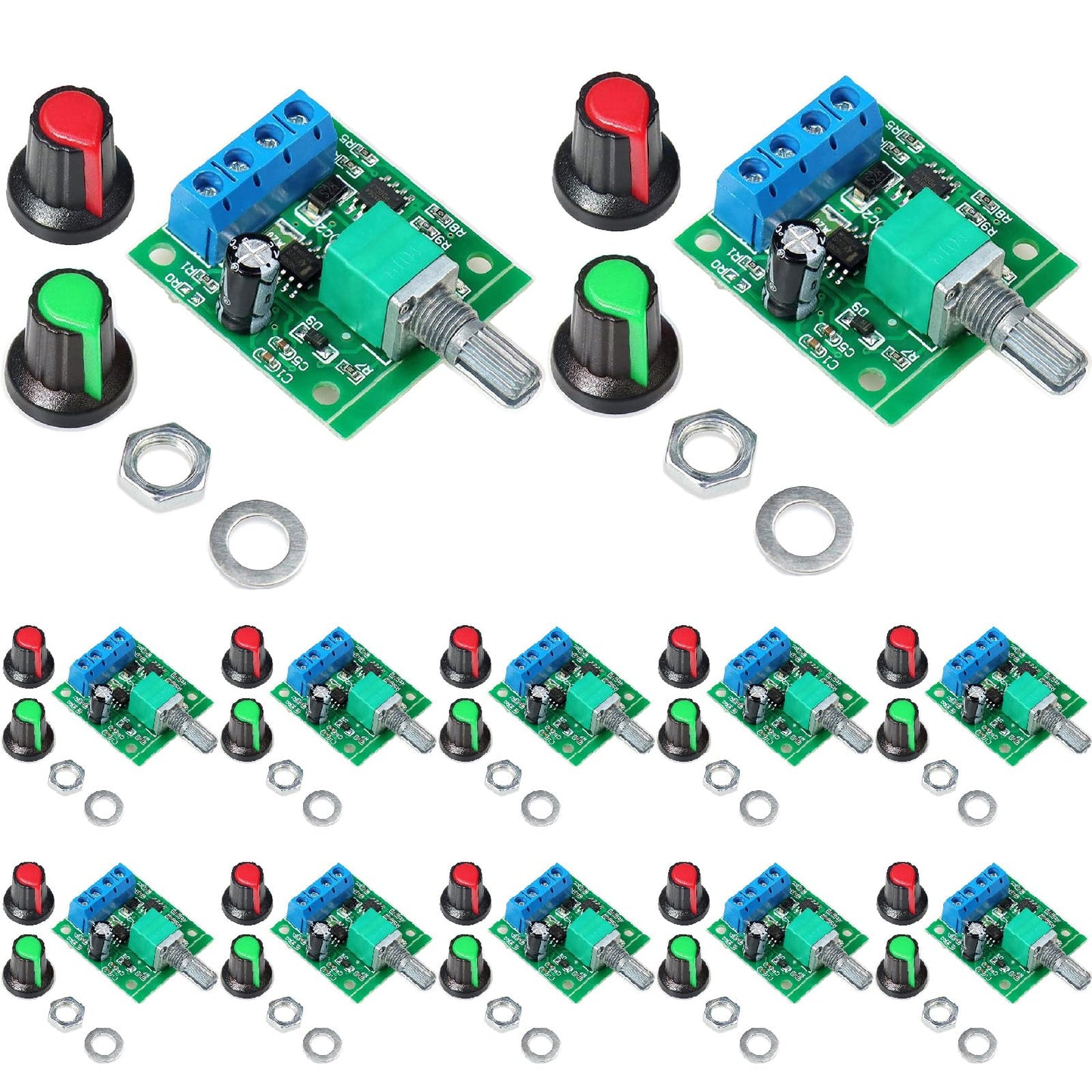 KEAcvise 12-Pack 1803BK/B PWM Motor Speed Controller - 1.8-12V DC Input, 2A Max Output with Adjustable Knob, for Model Cars/DIY Robotics/RC…