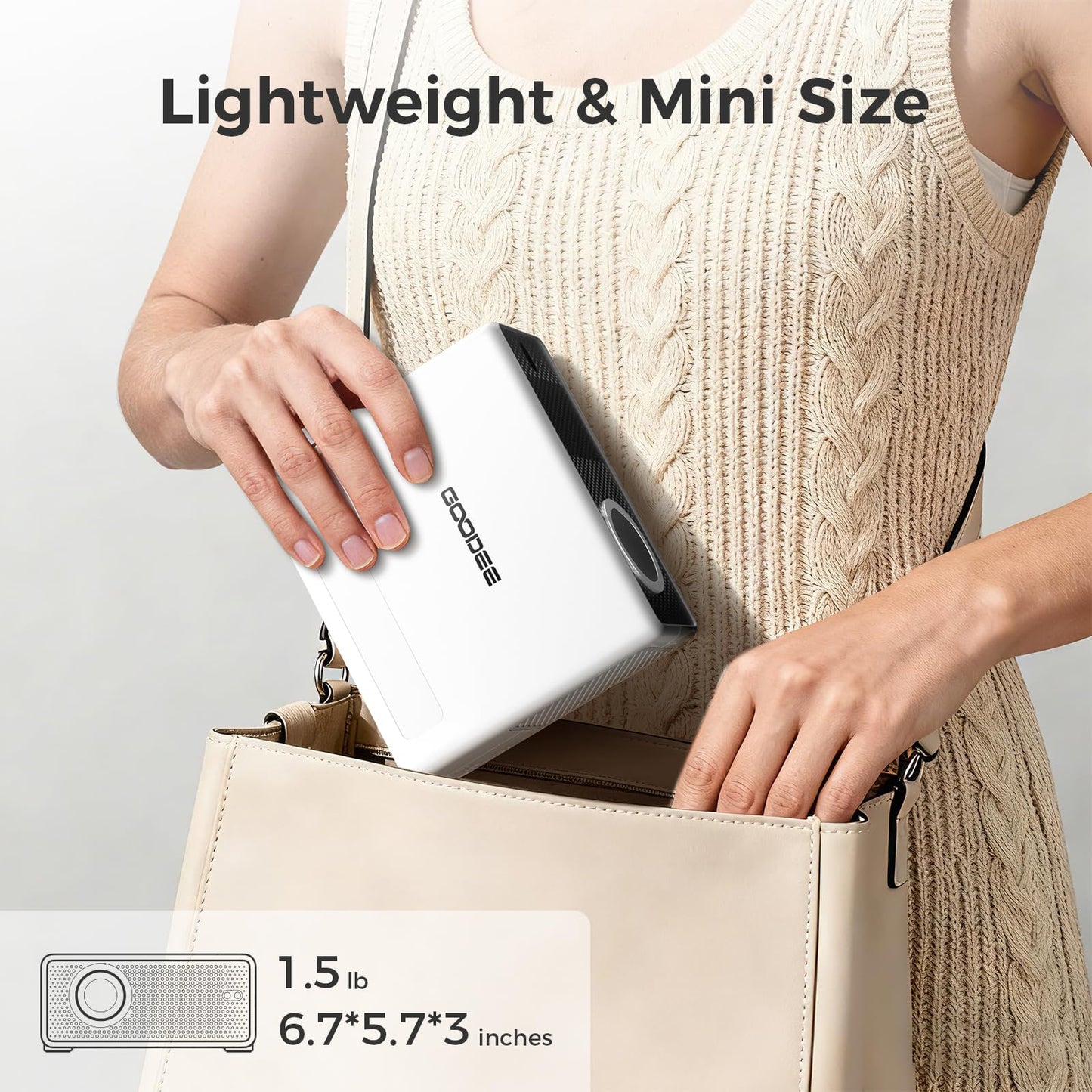 GOODEE Mini Smart Projector with WiFi and Bluetooth - Compatible with Netflix/YouTube/PrimeVideo, Electric Focus & Keystone, Short Throw Portable