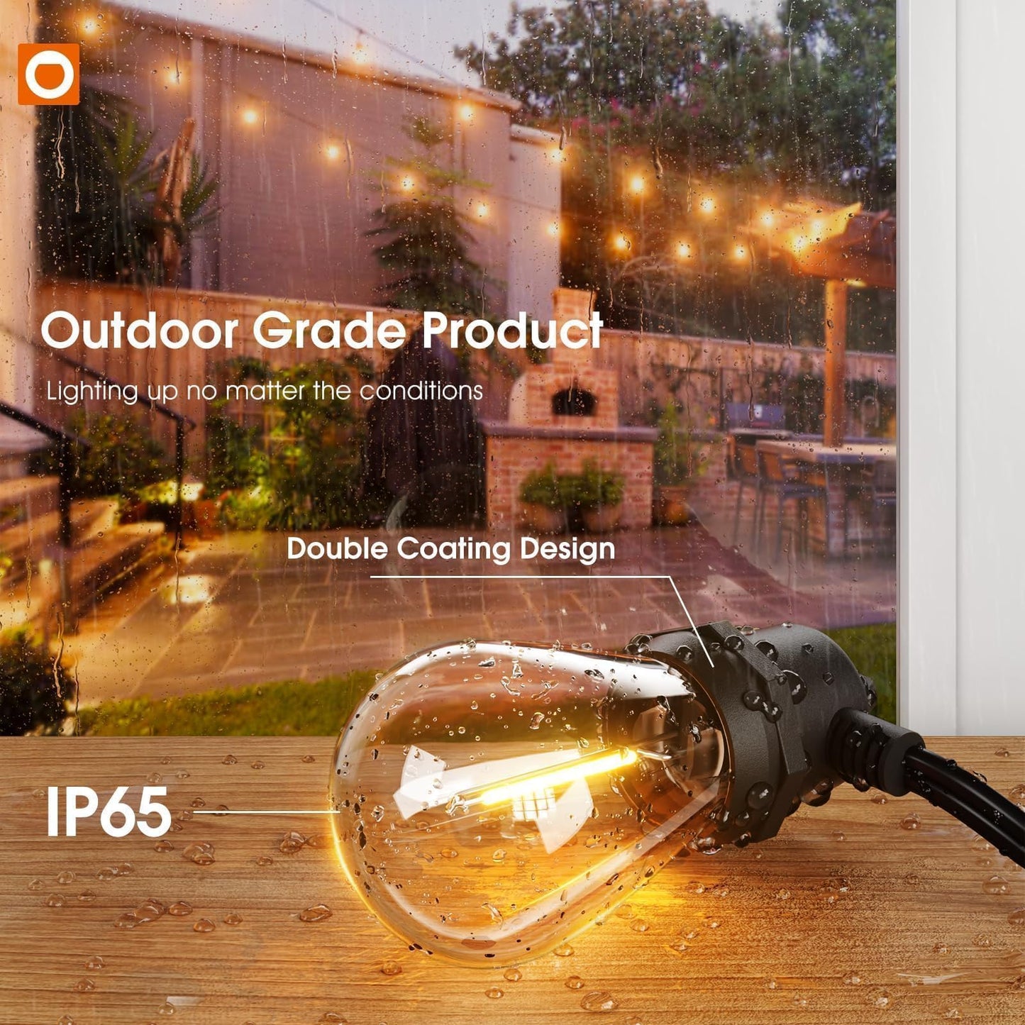 addlon 100FT Outdoor String Lights LED Waterproof Patio Lights with 32 Edison Dimmable Bulbs Shatterproof Hanging Lights for Outside Cafe Bistro