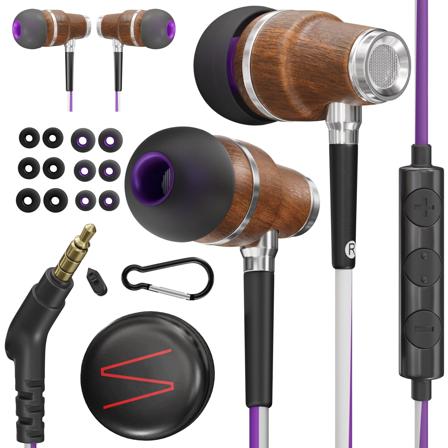 Symphonized Wired Earbuds with Microphone - 90% Noise Cancelling Earbuds Wired for Computer, Laptop & Phone - Corded In-Ear Headphones, Plug In
