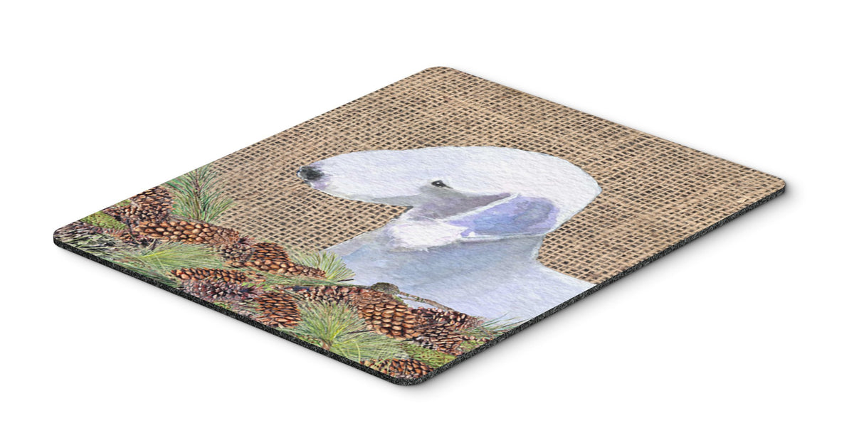 Caroline's Treasures SS4074MP Bedlington Terrier on Faux Burlap with Pine Cones Mouse Pad, Hot Pad or Trivet for Home Office Gaming Working Computers