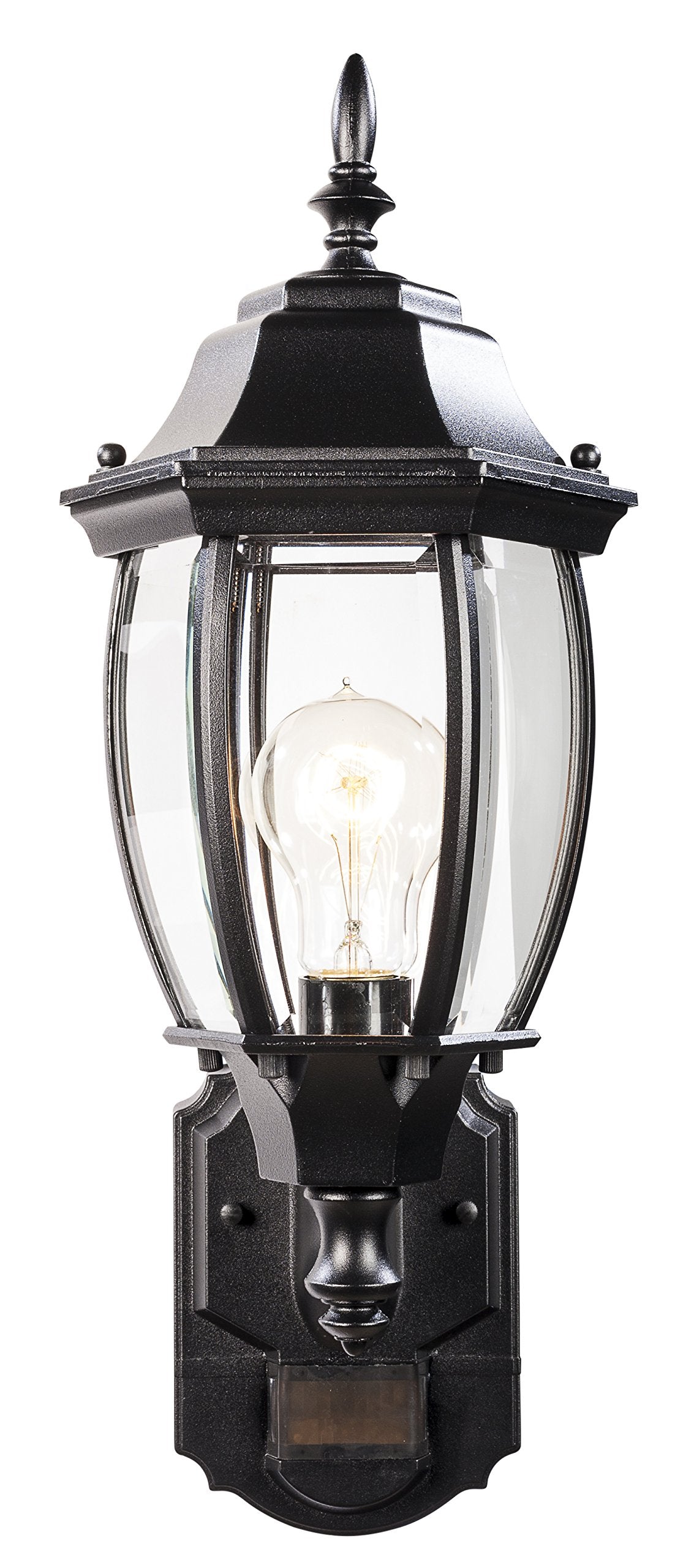 Heath Zenith HZ-4192-BK Six-Sided Die-Cast Aluminum Lantern, Black with Beveled Glass