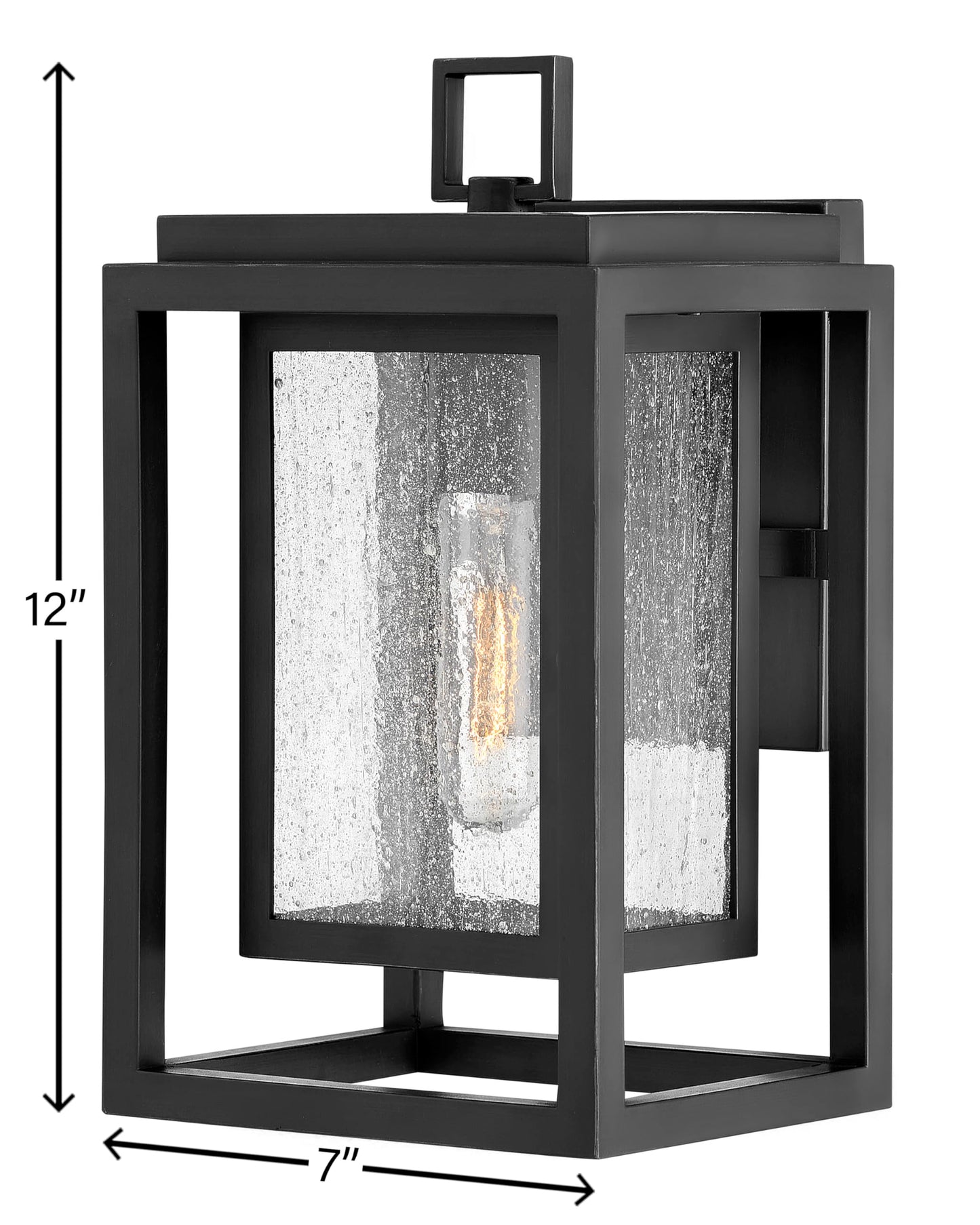 Hinkley Republic 1000BK Small Outdoor Wall Mount Lantern, Transitional/Modern, Double Frame Design, Coastal Elements, Black