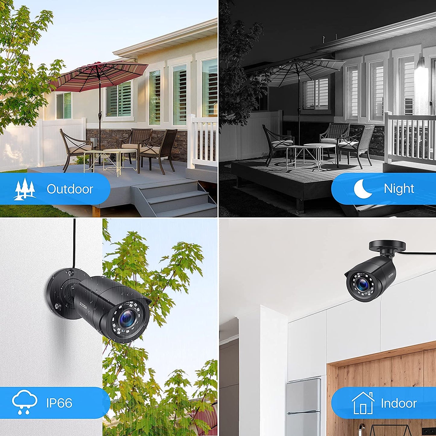 ZOSI 8CH 1080P Security Camera System with 1TB Hard Drive H.265+ 8 CH 5MP Lite Video DVR Recorder with 8X 1080P HD 1920TVL CCTV Cameras, Motion Alert