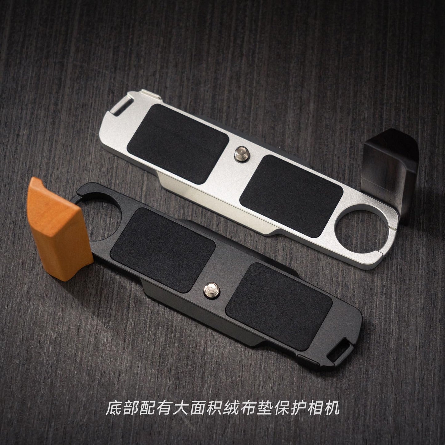 Handmade Wooden Wood Hand Grip L Alloy Base Plate for Olym pus OM2 OM1 OM-1 OM-2 Camera Holder (Gold Sandalwood + Black Base)
