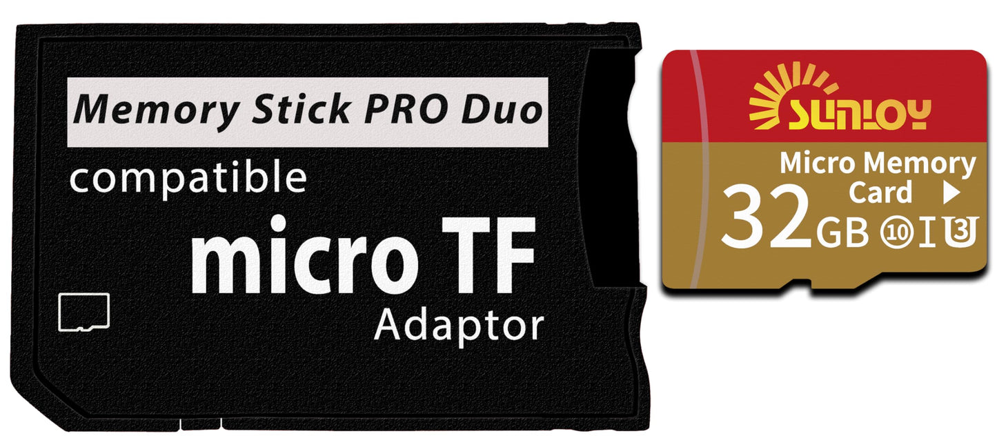 PSP Memory Stick Adapter with 32GB Micro SD Card, Micro SD/SDHC/SDXC to Memory Stick PRO Duo MagicGate Card Compatible with PlayStation Portable