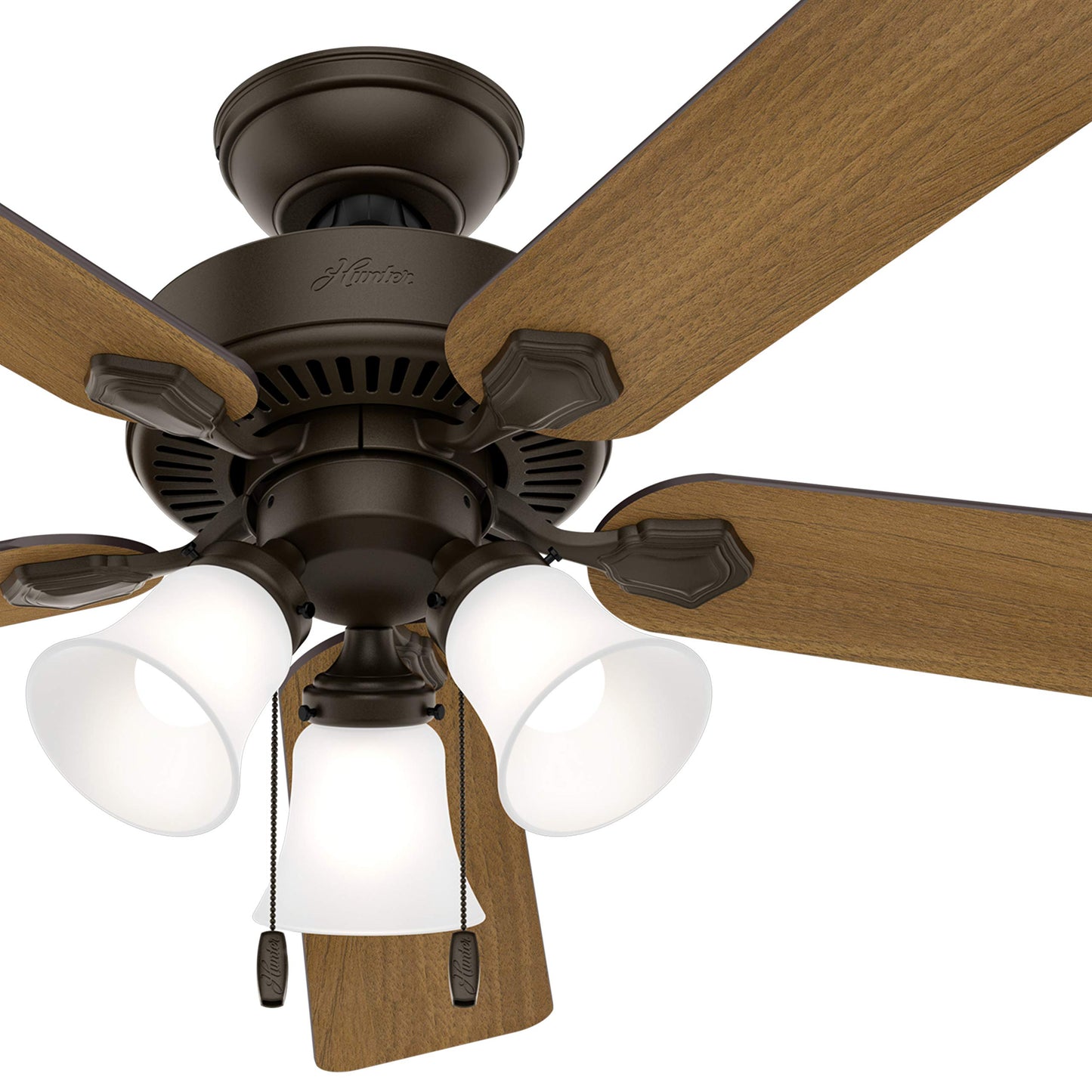 Hunter Fan 52 inch Indoor Traditional New Bronze Ceiling Fan with Light Kit (Renewed)