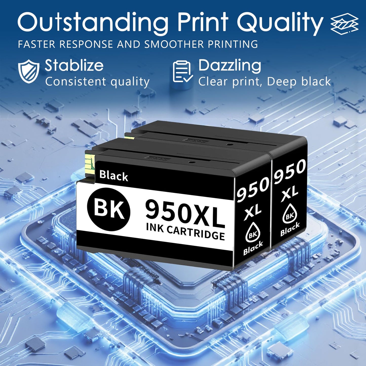 TRUINK 950XL Ink Cartridge 2-Pack Replacement for HP 950 Combo Pack Compatible with HP OfficeJet Pro 8600 8610 8615 8620 8625 8100 8630 8660 276DW