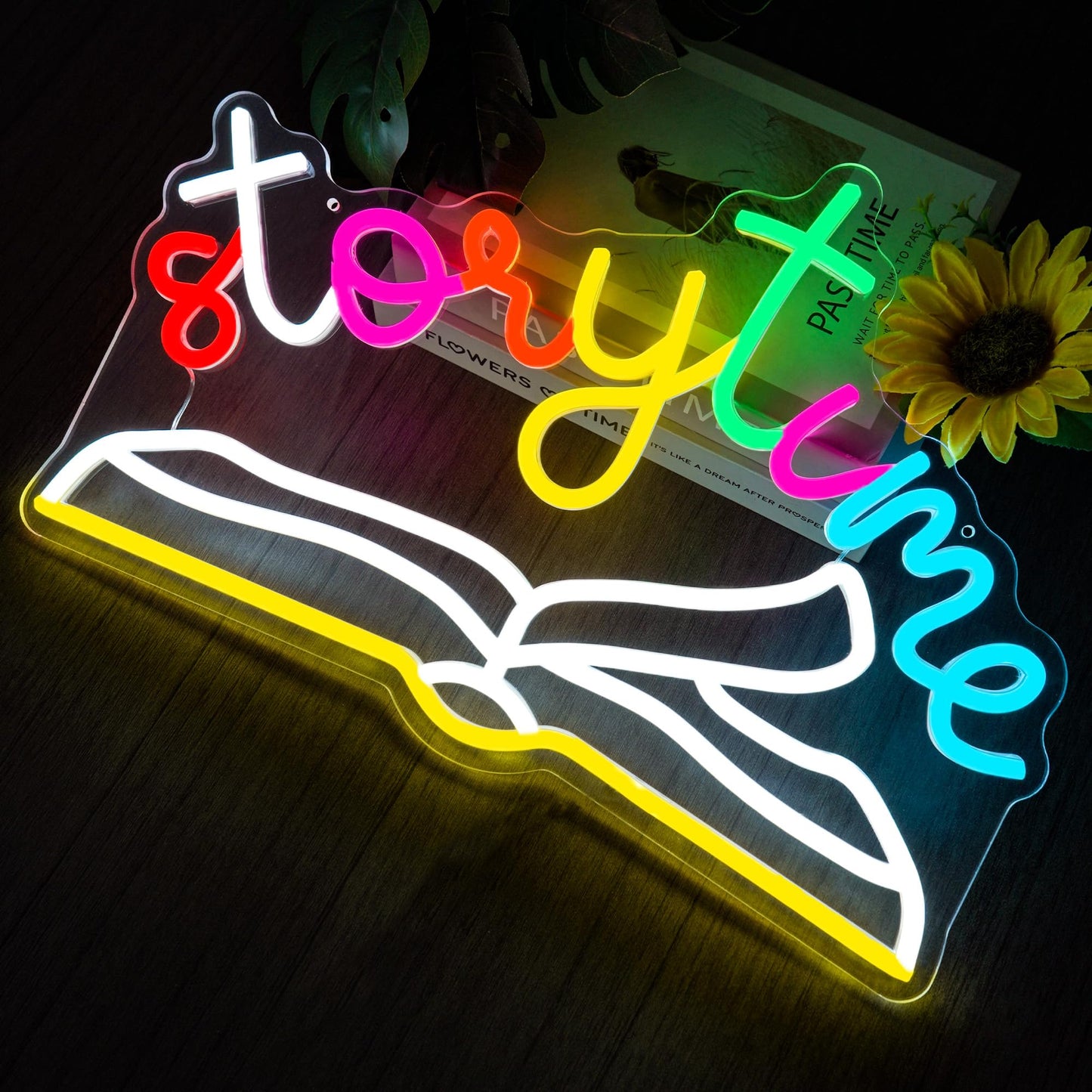 Storytime Neon Sign Book Neon Light for Kids Room Decor, Dimmable USB Powered Classroom Lights for Children Bedroom, Bookshelf, Reading Corner Décor
