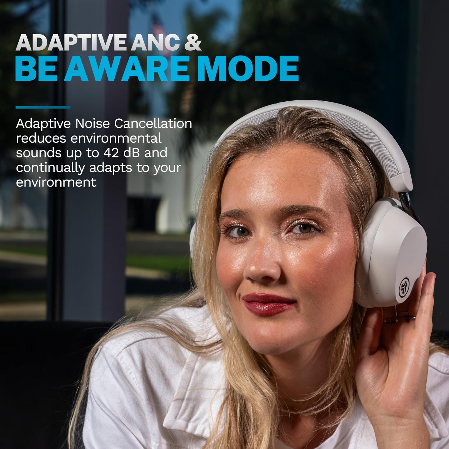JLab Epic Lux Lab Edition ANC Wireless Headphones, Cloud White, 90+ Hours of Playtime, Adaptive ANC & Be Aware Mode, Hi-Res Audio, Lab Spatial Audio…