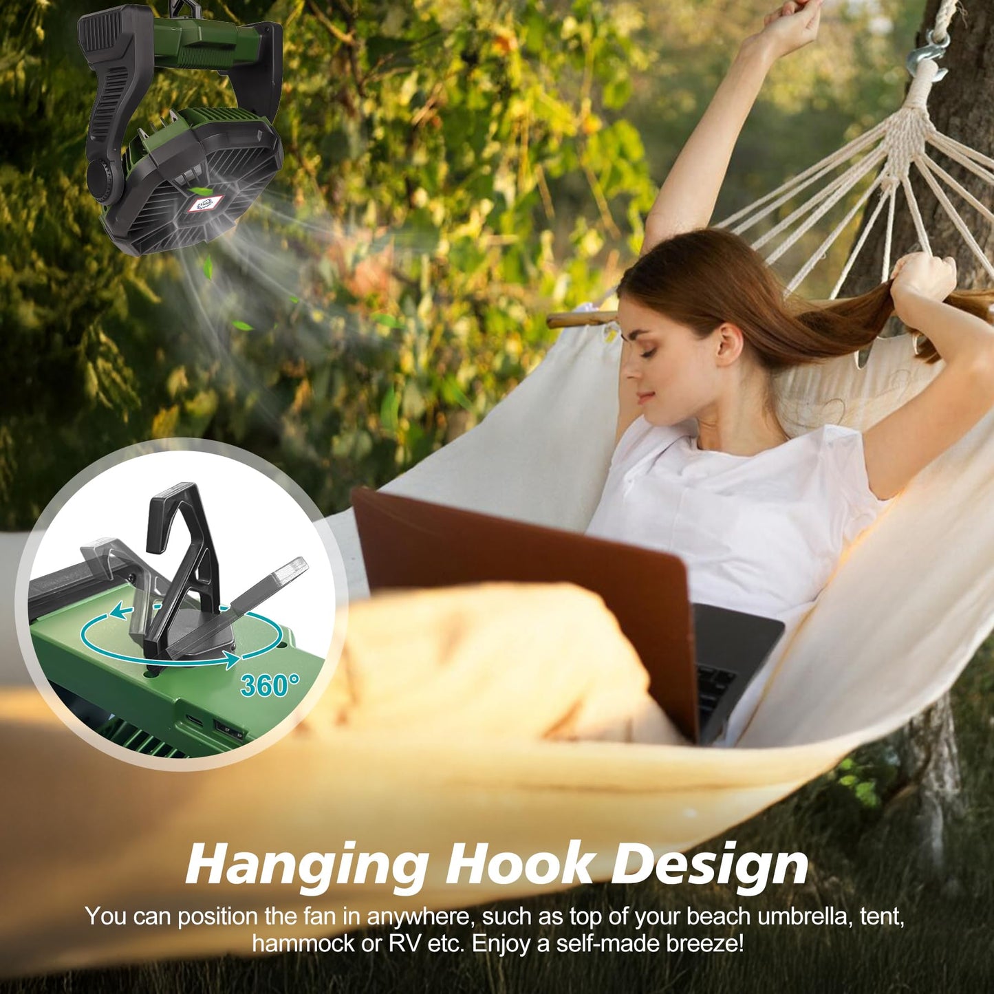 Portable Fan Rechargeable, 25400mAh Cordless Battery Powered Fan with LED Lantern, USB C Battery Operated for Travel Bedroom Home Camping Tent Office