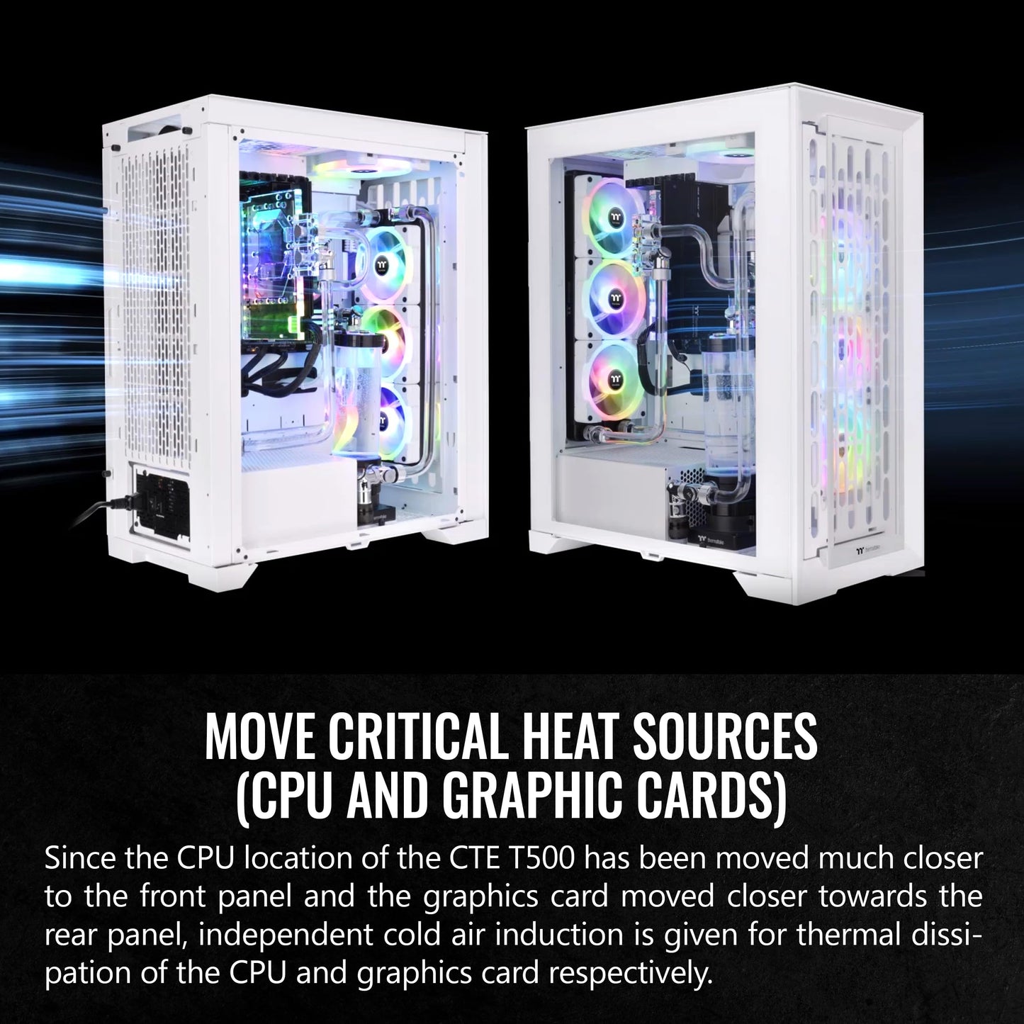 Thermaltake CTE T500 TG ARGB Snow E-ATX Full Tower with Centralized Thermal Efficiency Design; 3x140mm White CT140 ARGB Fans Pre-Installed; Tempered