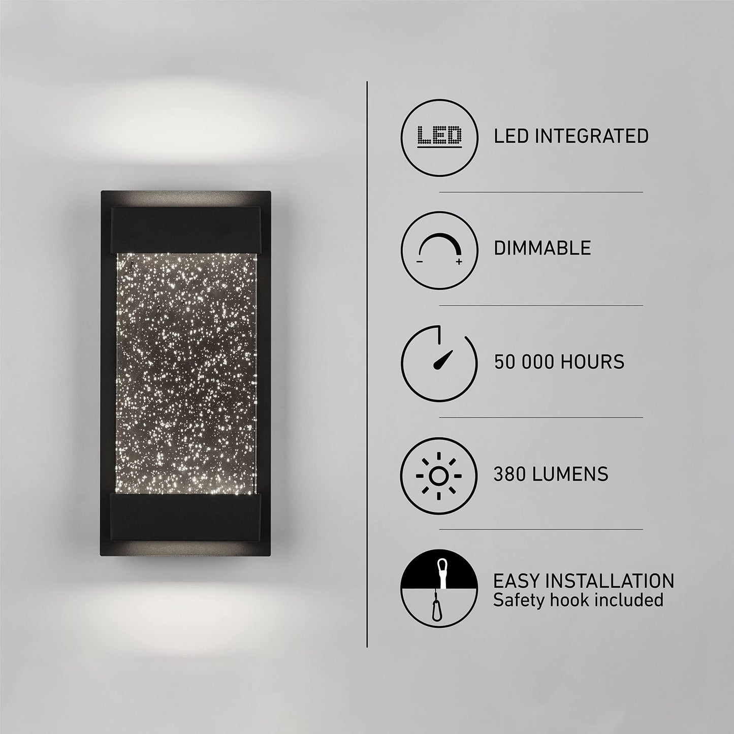 Artika GB390L Essence Bubble Glow Box, 300 lm., 6" Weather Resistant Outdoor Light, Black