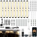 Under Cabinet Lights Kit, LED Smart Dimmable Strip Lighting Fixtures, 24V Plug in Linkable Bar LED Counter Lights for Pantry, Kitchen, Shelf