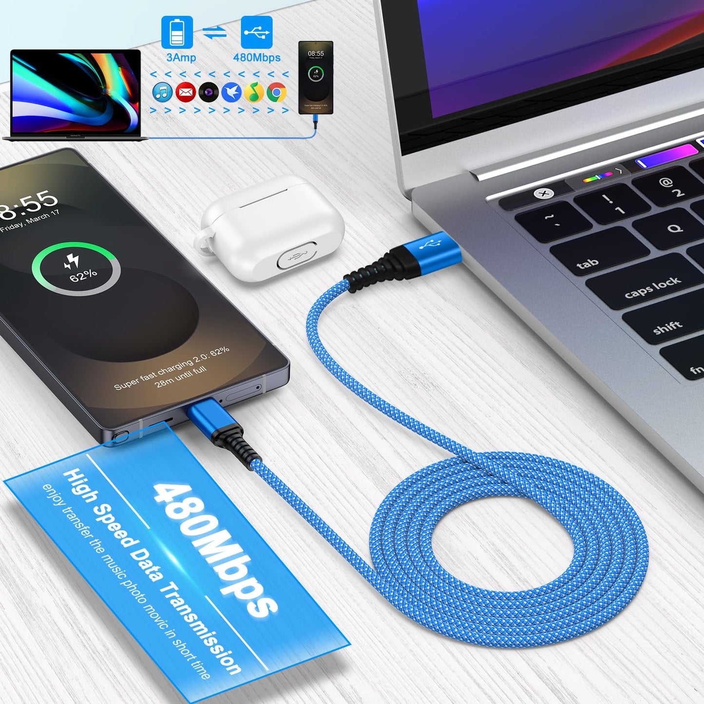 for Samsung Charger Fast Charging Cord for Samsung Galaxy A17 Z Fold7 Z Flip7 FE S25 Edge S25 Ultra S25+ A36 A16 5G A56 S24, 6FT Android Charger Cable