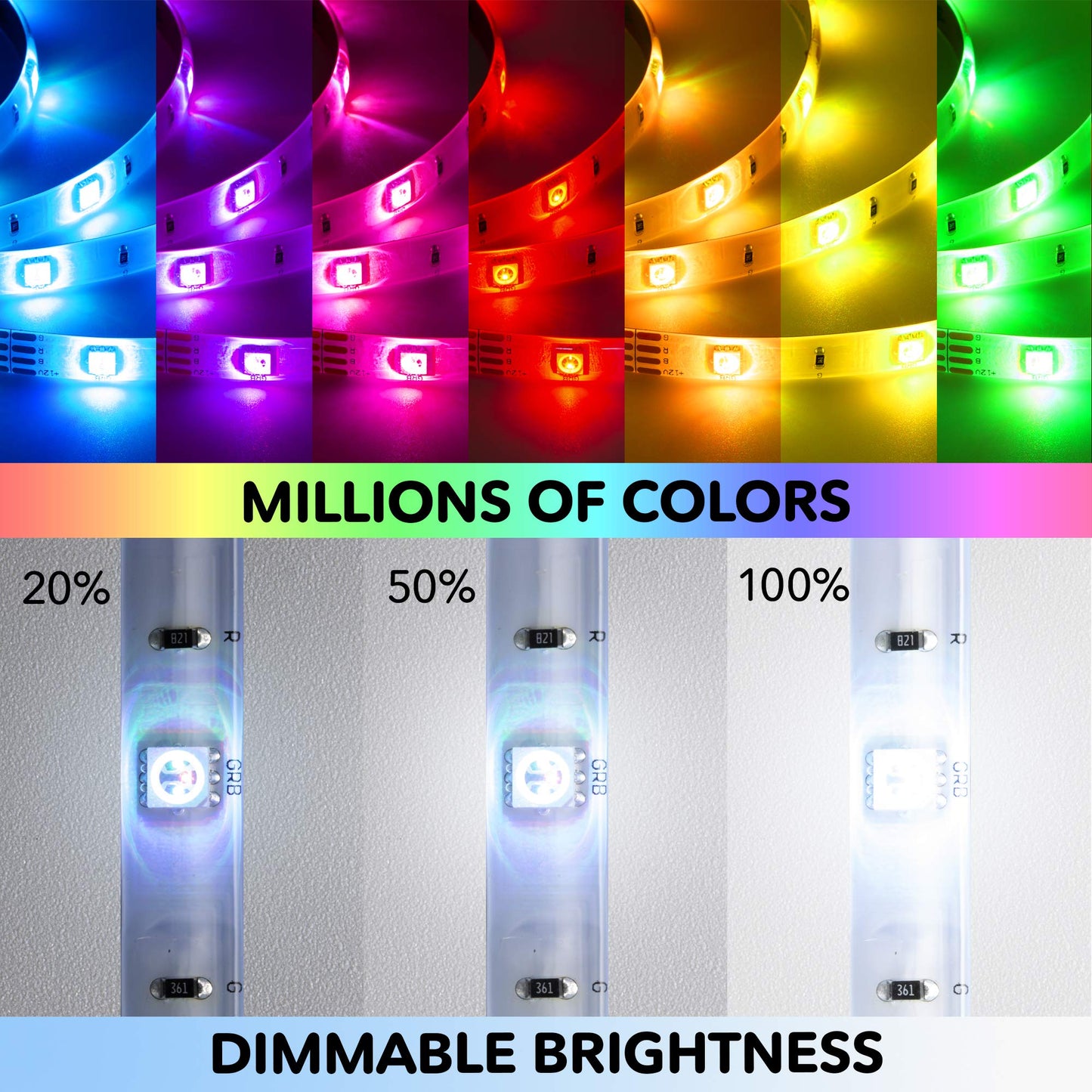 Geeni Prisma Strip 9.8 ft Smart LED Strip Lights, Indoor/Outdoor Adhesive Strips, Lights for TikTok, Alexa & Google Home Compatible. No Hub Required