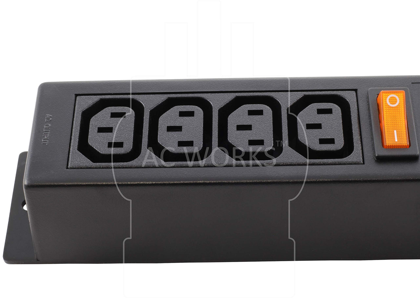 AC WORKS [WS-045-0-4] IEC IT/Server/PDU Power Strip 7-1/2 in. Housing IEC C14 Inlet to (4) IEC C13 Sheet F with Power Switch