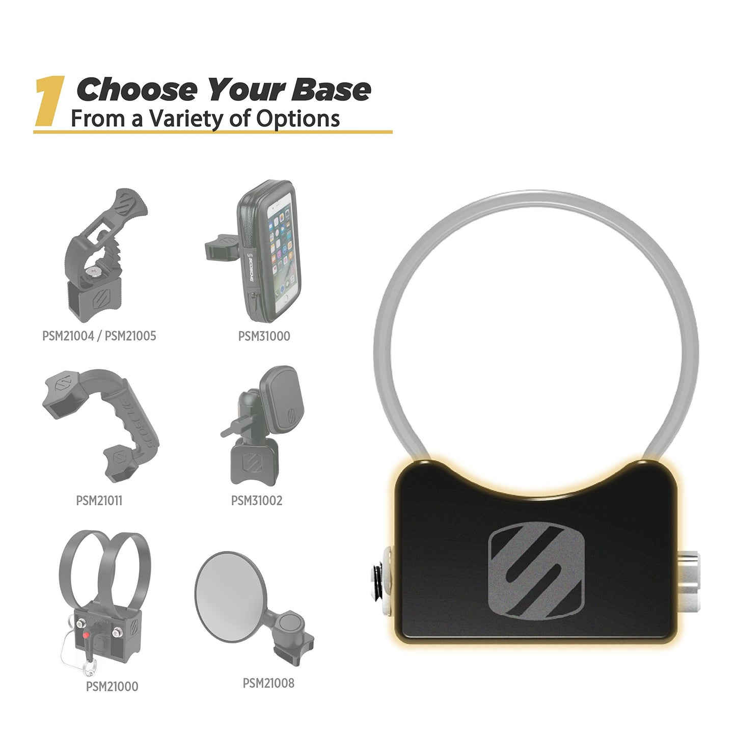 Scosche PSC21007 BaseClamp 1.625" Tube Clamp for ATV's UTV's and Side x Sides, Black