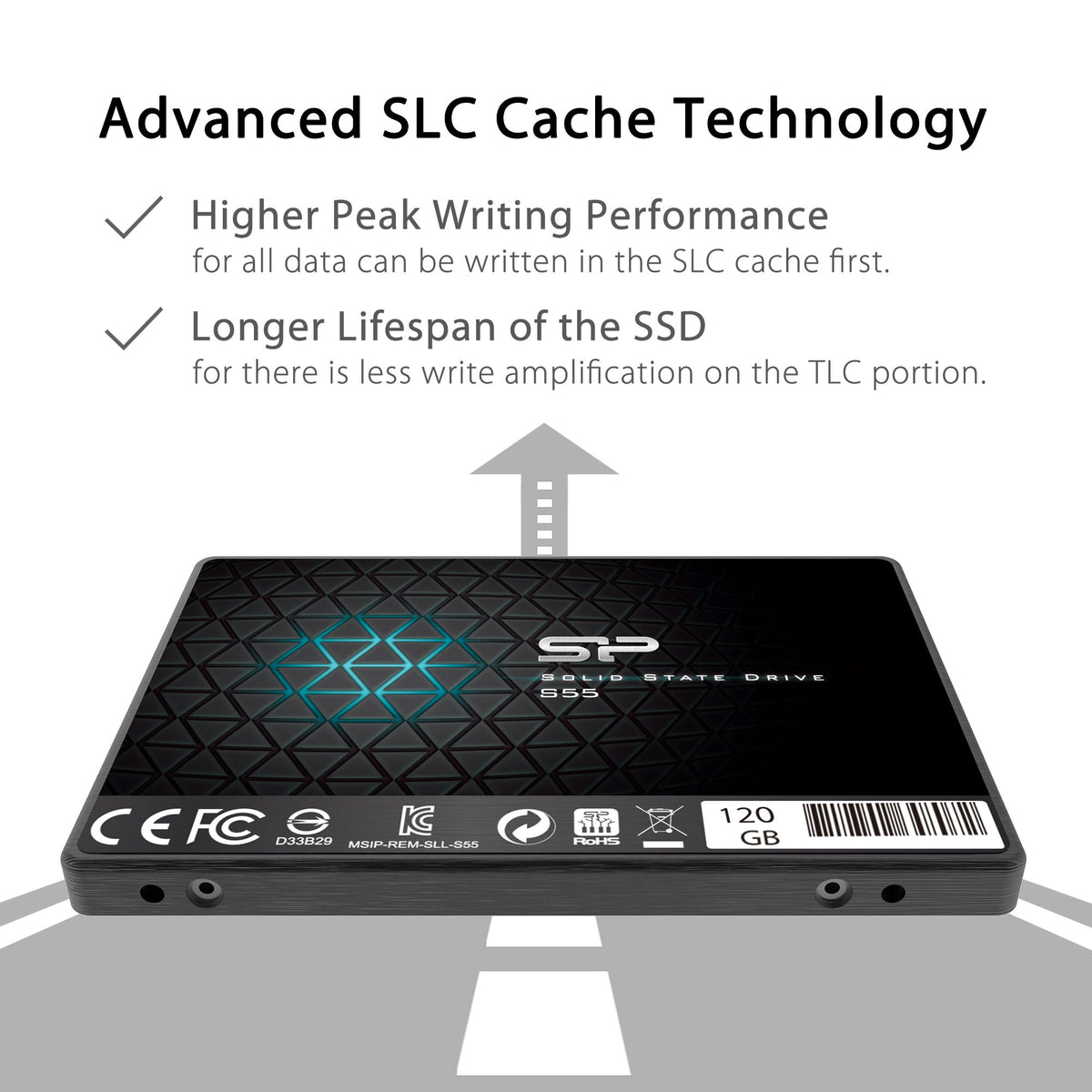 Silicon Power S55 120GB 2.5" 7mm SATA III Internal Solid State Drive SP120GBSS3S55S25
