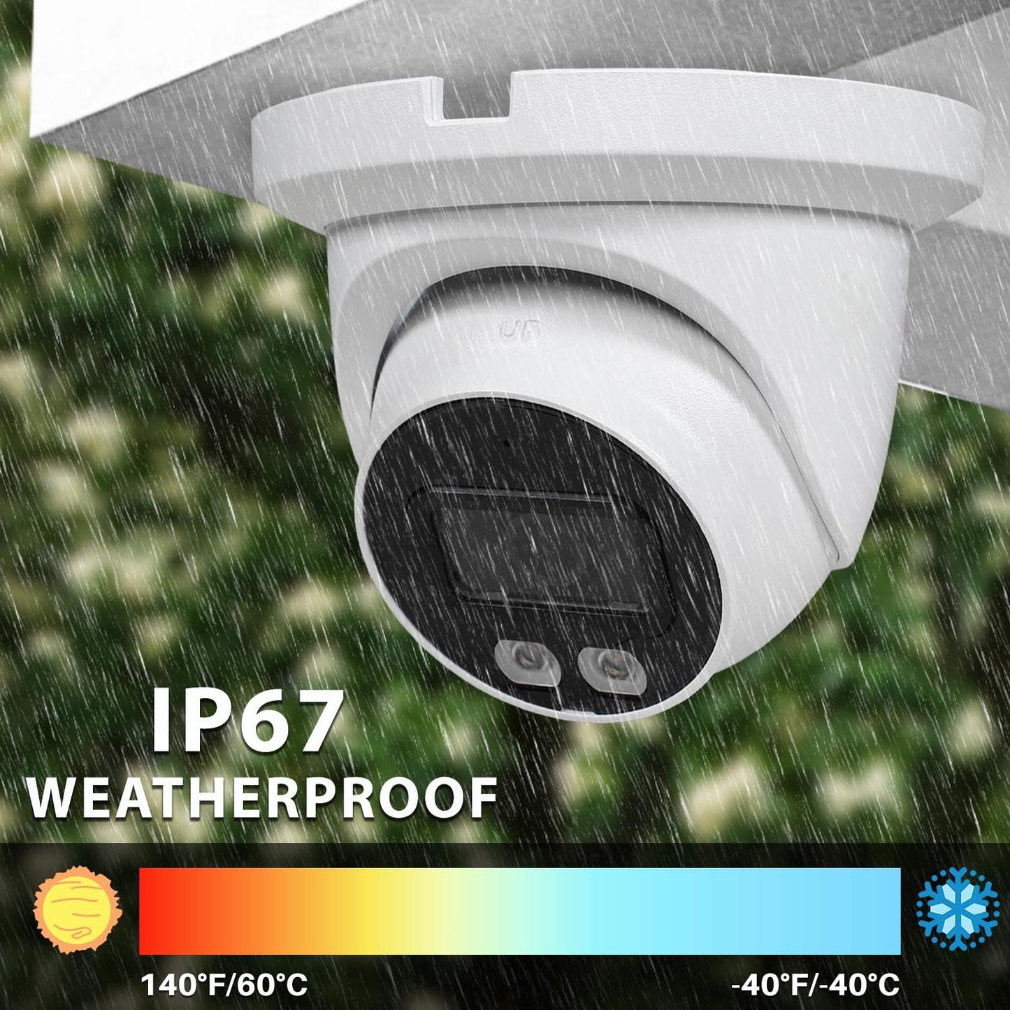 R-Tech 2MP Smart Dual Light HDCVI Fixed-Focal Eyeball Camera, Full-Color Night Vision, 3D NR, Built-in Mic, 40m IR Distance, IP67 Weatherproof, 2.8mm