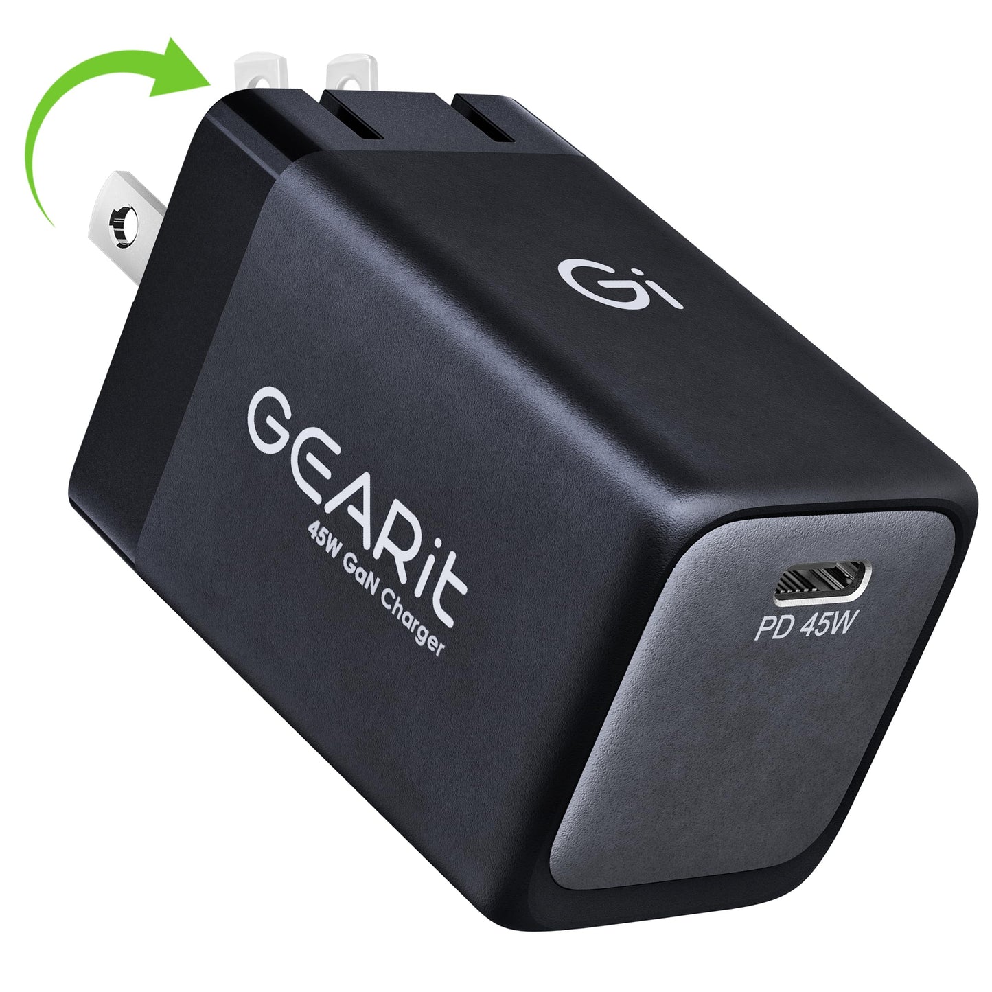 GEARit Compatible with Apple, Samsung, iPhone, iPad | 45W USB C Charger Block | Foldable GaN Wall Charger Box | Fast Charging Wall Plug Power Adapter