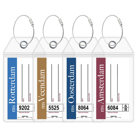 Cruise On Holland America Luggage Tag Holders – 4 Pack Clear Waterproof Durable Tag Holders for All Ships, Cruise Essentials 2025-2026