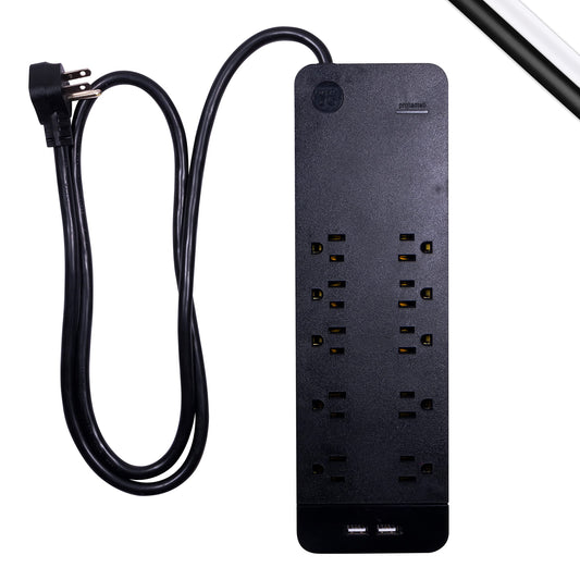 GE 37746 Ultra Pro Surge Protector 10 Outlets 4' Cord, Black
