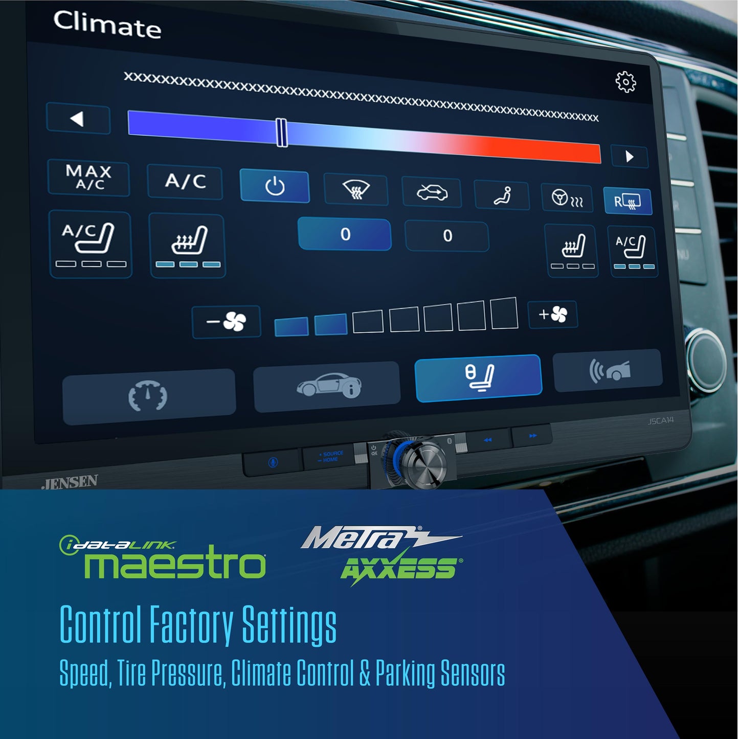 JENSEN J5CA14 14-inch Certified Apple CarPlay Android Auto Wired or Wireless | Maestro & Metra Axxess Ready | Single & Double DIN Car Stereo |