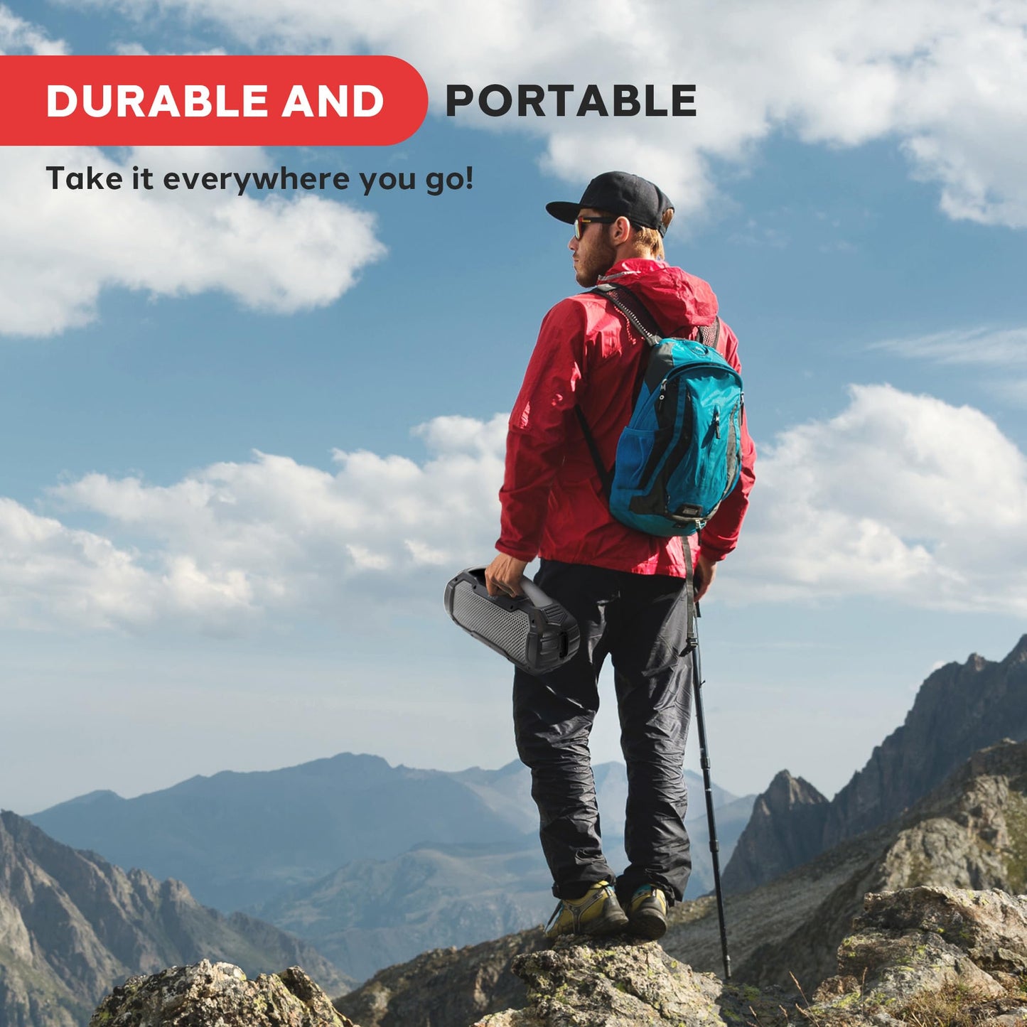 Pyle Portable Wireless Bluetooth Loud Streaming Speaker w/Deep Bass Hands-Free Microphone w/TWS Stereo Sound Function - IPX6 Waterproof Outdoor