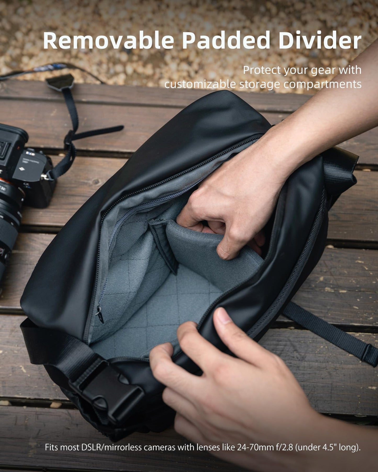 llano 6L Camera Sling Bag for Photographers, DSLR Shoulder Bag Small, Compact Crossbody Camera Case with Adjustable Strap for Canon Nikon Sony