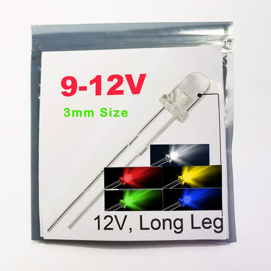 Bowerful (3mm) 20pcs in Each Color(Total: 100pcs) Mix Color 9V - 12V Gauge Cluster Instrument Light Emitting diodes