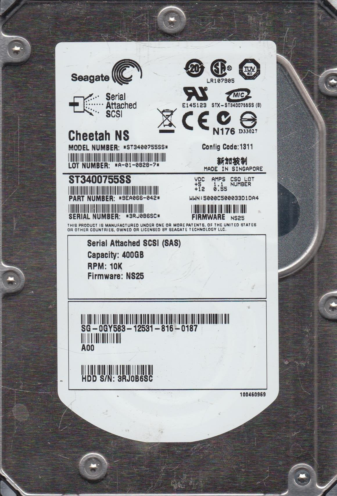 Seagate Cheetah Ns 10K.1 - Hard Drive - 400GB - Internal - 3.5IN - Sas - 10K Rpm