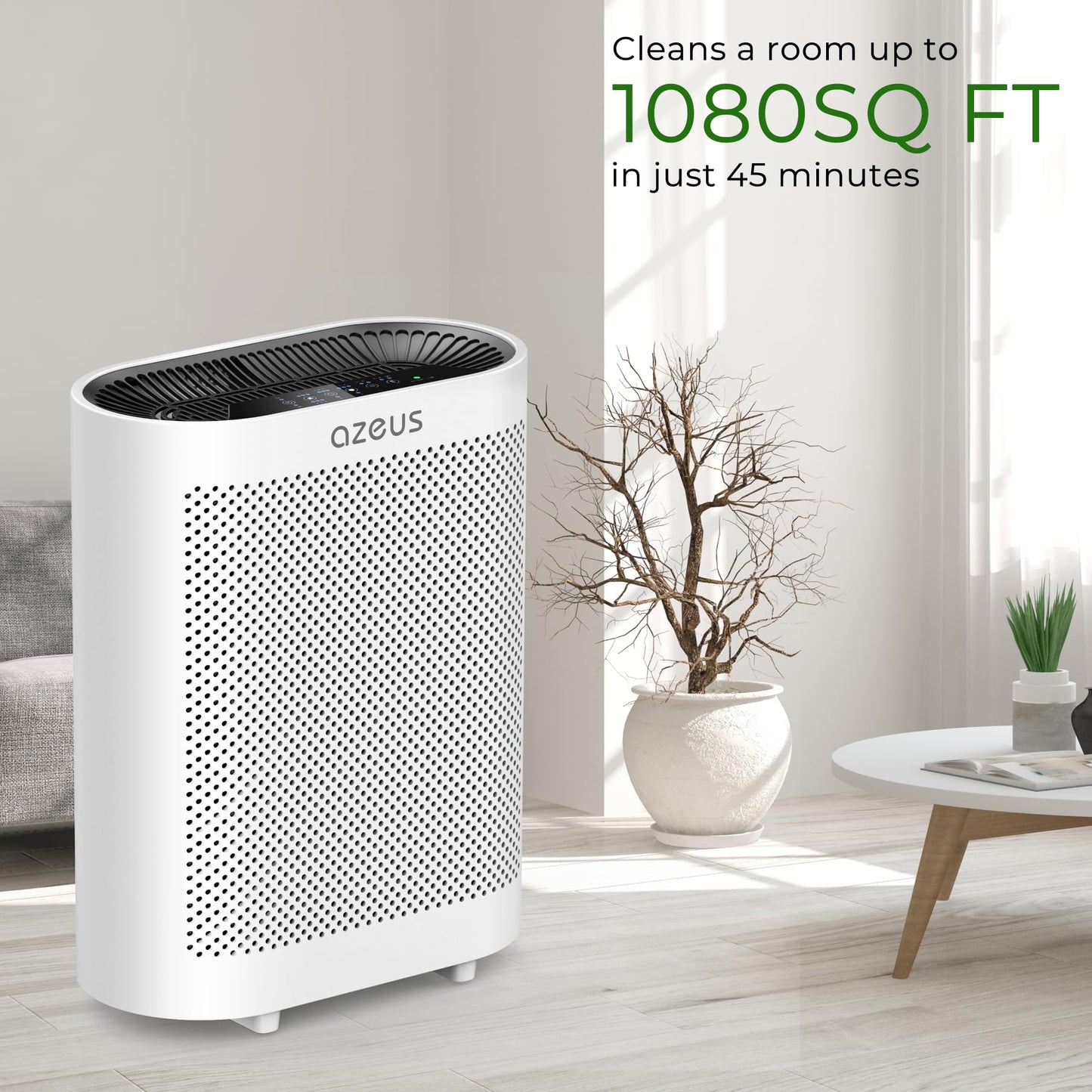 AZEUS GL-FS32 Air Purifier for Large Rooms up to 2160 Sq Ft, 5-in-1 H13 True HEPA Filter Removes 99.97% of 0.3 Micron Particles, Centrifugal Fan, Auto