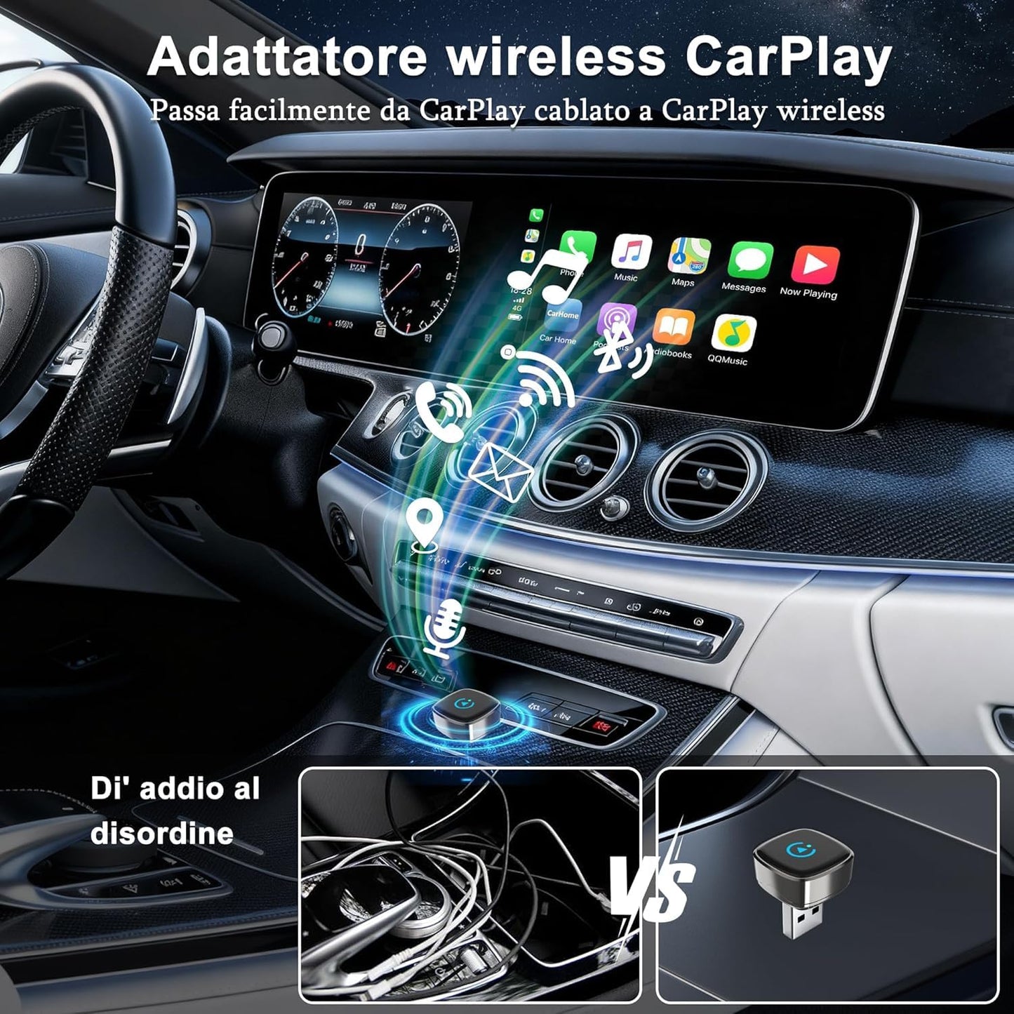 Wireless Carplay Adapter, Suitable for Vehicles Equipped with Cabled CarPlay, Plug and Play Feature enables Fast and Stable CarPlay Wireless