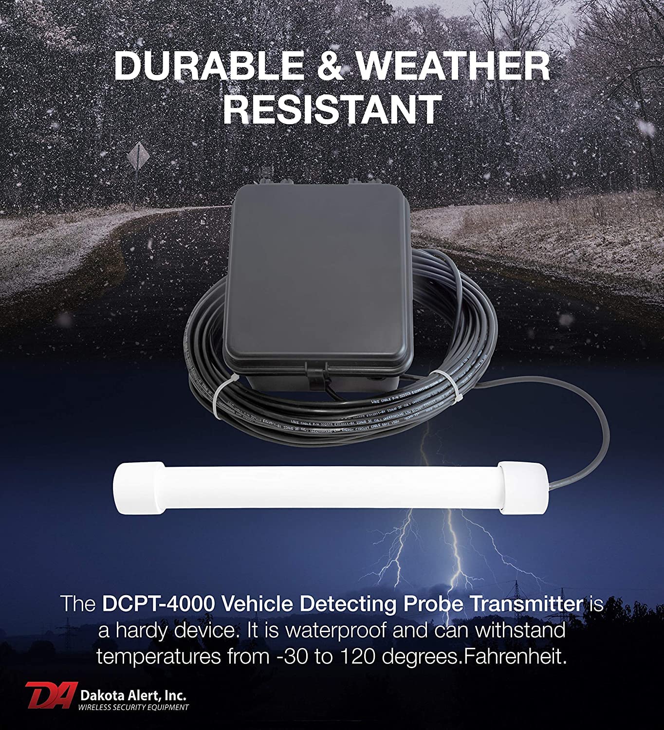 Dakota Alert Driveway Alarm Sensor - DCPA-4k Plus Driveway Alarms Wireless Outside Weatherproof Alert System, 1-Mile-Long Range Sensors, Receiver