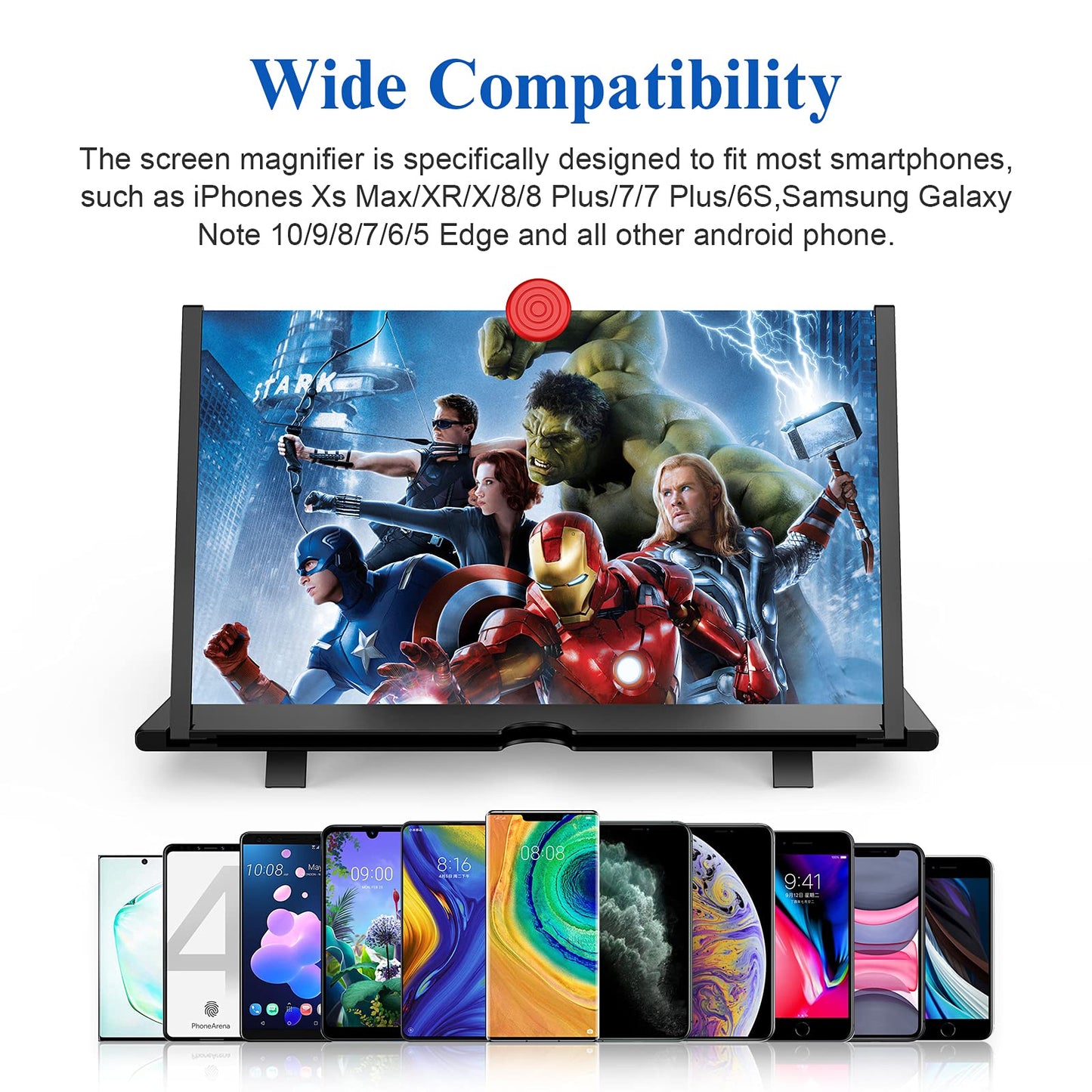 14" Screen Magnifier,3D HD Mobile Phone Magnifier Projector Screen Enlarger for Movies, Videos, and Gaming,Foldable Cell Phone Stand with Screen
