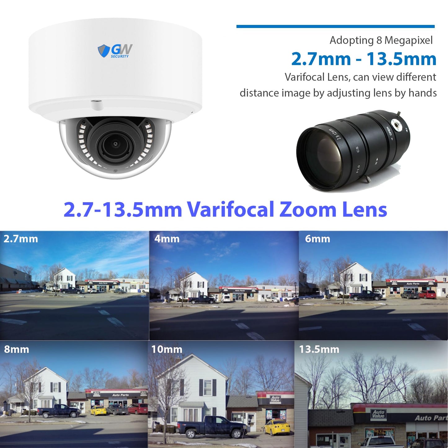GW Security 16 Channel 12MP NVR 4K Outdoor Indoor Security Camera System - 16 x Dome 8MP Waterproof 2.7-13.5mm Varifocal Zoom AI Face Recognition