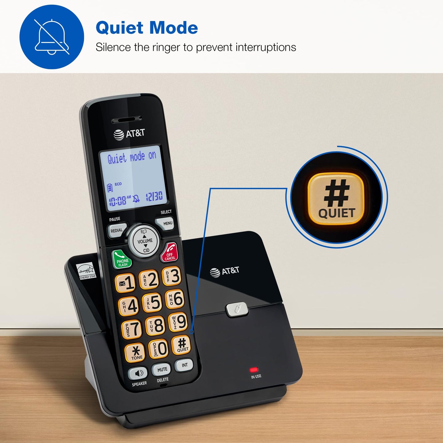 AT&T 3-Handsets Landline Home Phone with Caller ID/Call Waiting, Cordless Phone DECT 6.0 Full-Duplex Handset Speakerphone, Backlit Keypad and Display