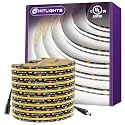 HitLights White LED Strip Lights 5000K, 16.4ft Premium 12V COB Tape Light High Density, 2400 LEDs, 305+ LM/FT, CRI 90+, IP30, Lighting for Kitchen