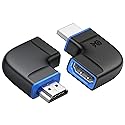 Cable Matters Combo-Pack 8K Flat Right Angle HDMI 2.1 Adapter with HDR, Supports 8K@60Hz / 4K@240Hz, 270 Degree and 90 Degree HDMI Adapter, Black