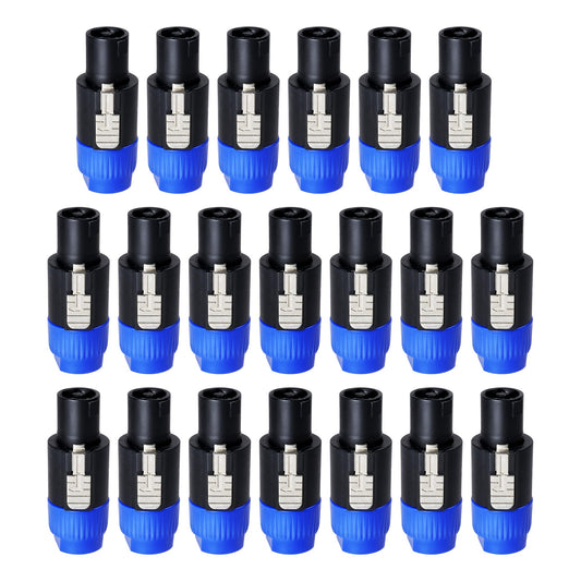 SUNNAREPOON Pack of 20 Speakon Connectors - 4 Pole NL4FC Connector with Twist Lock - Compatible NL4FX, NL4MP, NL2FC, NL4 Series Plug for Stage, PA