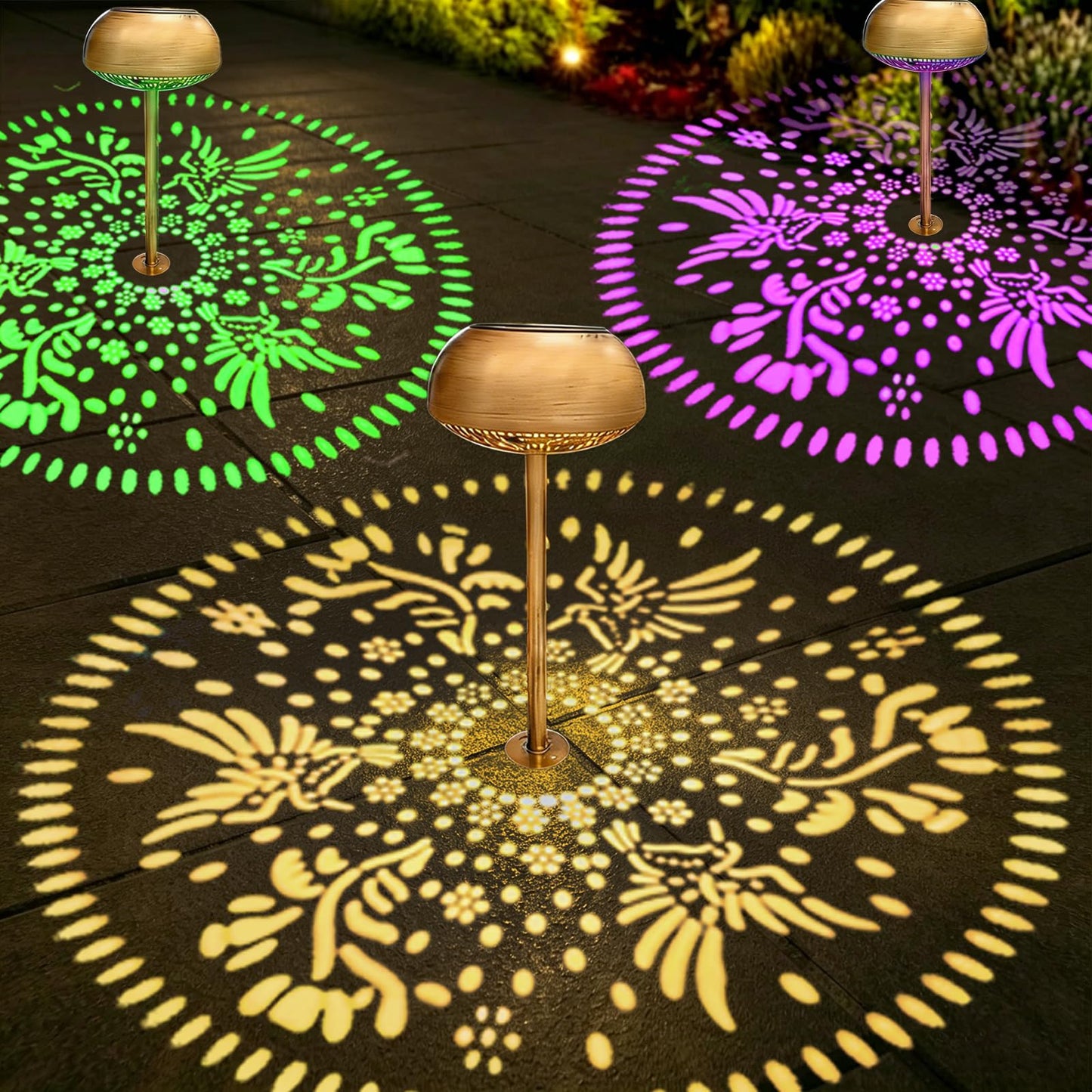 SLTTXNTT Upgraded 2 Pack 3-in-1 Solar Pathway Lights: RGB & Warm White Color Changing Garden Lights, Waterproof Outdoor Lighting for Garden, Yard
